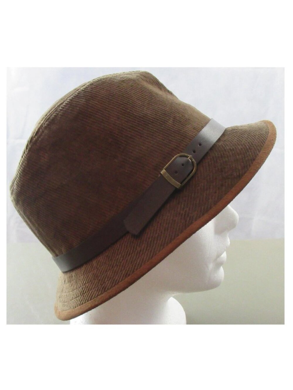 Collection XIIX Women's Cotton Corduroy Buckle Trim Fedora Hat, Roast Brown